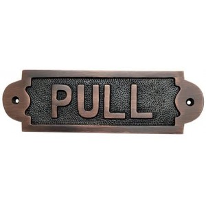 Horizontal "PULL" Brass Door Sign - Oil Rubbed Bronze
